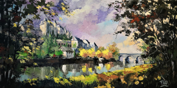 Roger FAGES - la ville depuis la rive droite